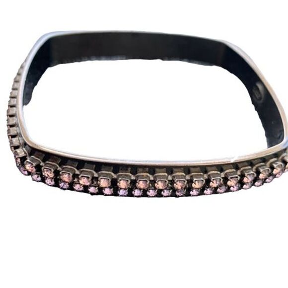 Joomi Lim Edgy Gunmetal Crystal Square Bangle Bracelet - Picture 6 of 6
